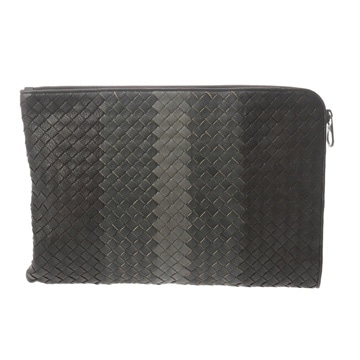 ボッテガ ヴェネタ ドキュメントケース イントレチャート ダークブラウン/グレー レザー メンズ バッグ 【中古】【bag】