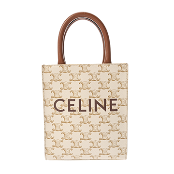 セリーヌ ミニ バーティカルカバ 2WAY ホワイト 194372BZK.01BC トリオンフ キャンバス/カーフ レディース バッグ 【中古】【bag】