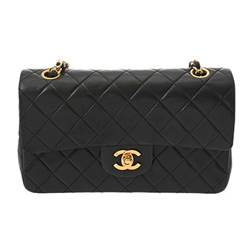 シャネル マトラッセ WフラップWチェーンショルダー 23 ブラック A01113 ラムスキン レディース バッグ 【中古】【bag】