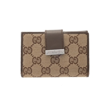 グッチ 名刺入れ ベージュ/エボニー/ブラウン 92273 GGキャンバス/レザー ユニセックス 【中古】【other】