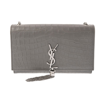 サンローラン ケイト タッセル ミディアム グレー PTR354119 0116 クロコダイルエンボスレザー レディース バッグ 【中古】【bag】