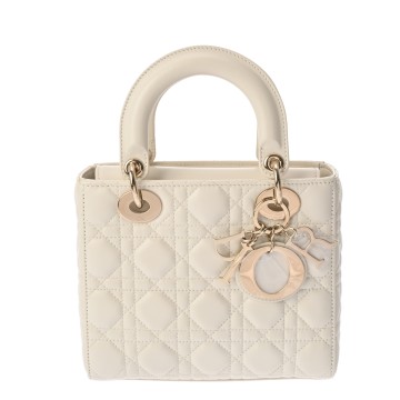 ディオール カナージュ LADY DIOR MY ABCDIOR スモールバッグ  ホワイト M05380NGE ラムスキン レディース バッグ 【中古】【bag】