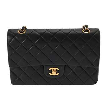 シャネル マトラッセ WフラップWチェーンショルダー 25 ブラック A01112 ラムスキン レディース バッグ 【中古】【bag】