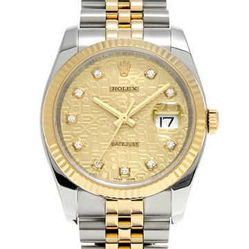 ロレックス デイトジャスト 36 116233G シャンパンコンピュータ/ダイヤモンド メンズ 時計 【中古】【wristwatch】