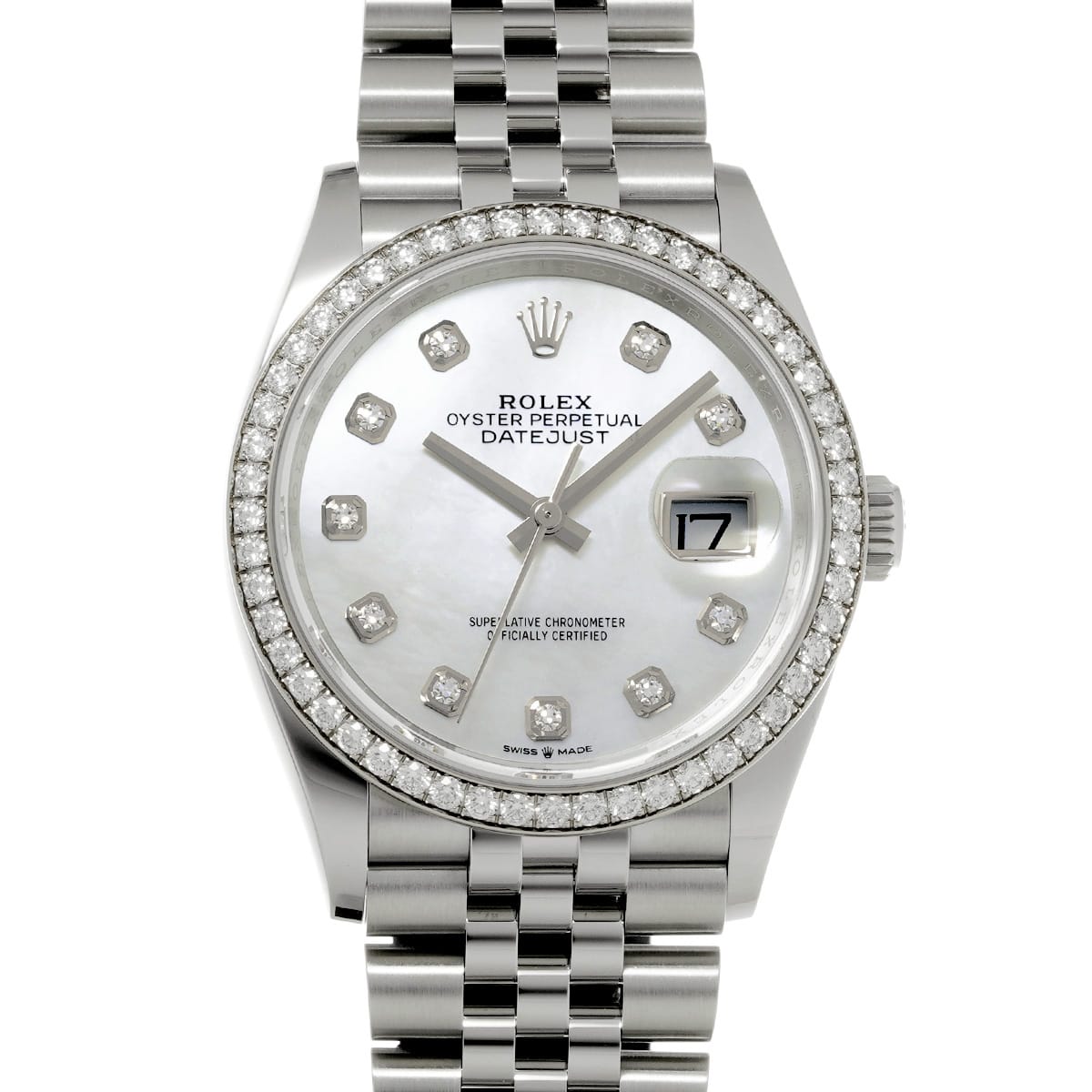 ロレックス デイトジャスト 36 126284RBR ホワイトシェル/ダイヤモンド メンズ 時計 【中古】【wristwatch】