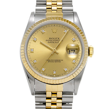 ロレックス デイトジャスト 16233G シャンパン/ダイヤモンド メンズ 時計 【中古】【wristwatch】