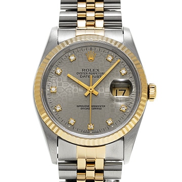 ロレックス デイトジャスト 36 16233G グレーコンピュータ/ダイヤモンド メンズ 時計 【中古】【wristwatch】