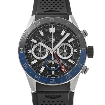 タグ ホイヤー カレラ キャリバーホイヤー02 クロノグラフ GMT CBG2A1Z.FT6157 ブラック メンズ 時計 【中古】【wristwatch】