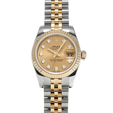 ロレックス デイトジャスト 179173G シャンパン/ダイヤモンド レディース 時計 【中古】【wristwatch】