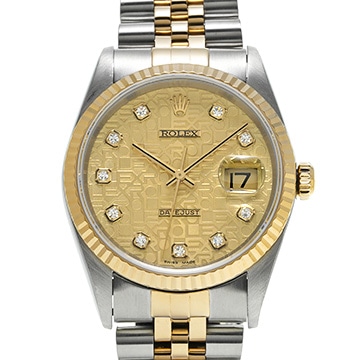 ロレックス デイトジャスト 16233G シャンパンコンピュータ/ダイヤモンド メンズ 時計 【中古】【wristwatch】
