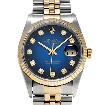 ロレックス デイトジャスト 16233G ブルー・グラデーション/ダイヤモンド メンズ 時計 【中古】【wristwatch】