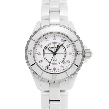 シャネル J12 33MM H1476 ホワイト/ピンクサファイア レディース 時計 【中古】【wristwatch】