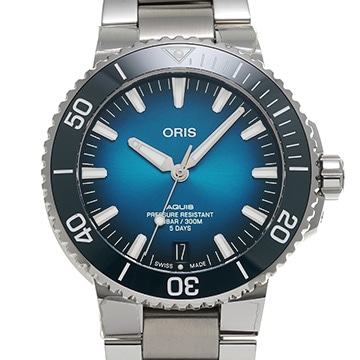 オリス アクイス デイト キャリバー400 01 400 7763 4135-07 8 24 09PEB ブルー メンズ 時計 【中古】【wristwatch】