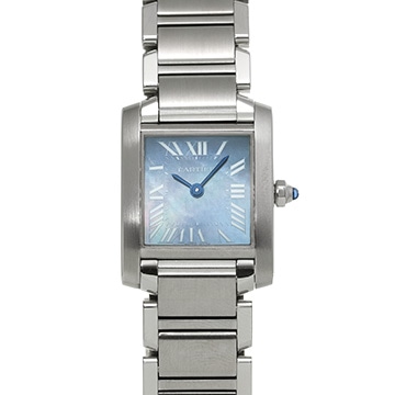 カルティエ タンクフランセーズ SM W51034Q3 ブルーシェル レディース 時計 【中古】【wristwatch】