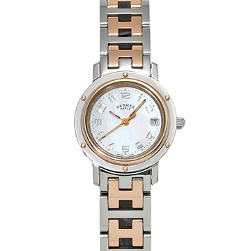 エルメス クリッパー ナクレ CL4.221.214/3824 ホワイトシェル レディース 時計 【中古】【wristwatch】