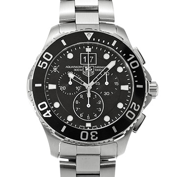 タグ ホイヤー アクアレーサー クォーツ クロノグラフ ワンピース CAN1012.BA0821 ブラック メンズ 時計 【中古】【wristwatch】