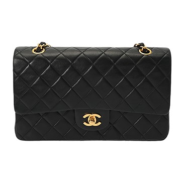 シャネル マトラッセ Wフラップ Wチェーンショルダー 25 ブラック A01112 ラムスキン レディース バッグ 【中古】【bag】