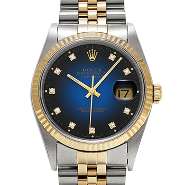 ロレックス デイトジャスト 16233G ブルー・グラデーション/ダイヤモンド メンズ 時計 【中古】【wristwatch】