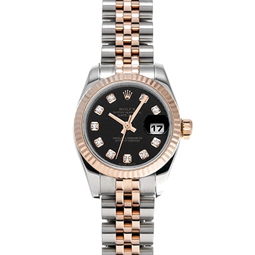 ロレックス デイトジャスト 179171G ブラック/ダイヤモンド レディース 時計 【中古】【wristwatch】