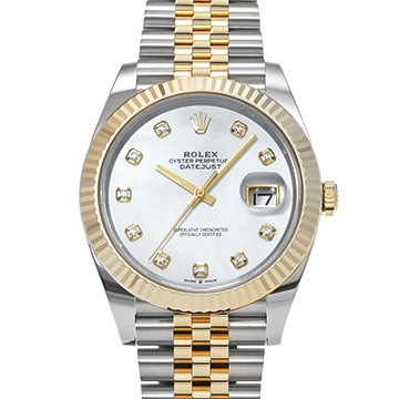 ロレックス デイトジャスト 41 126333NG ホワイトシェル/ダイヤモンド メンズ 時計 【中古】【wristwatch】