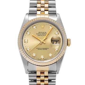ロレックス デイトジャスト 16233G シャンパン/ダイヤモンド メンズ 時計 【中古】【wristwatch】