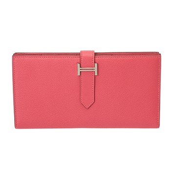 エルメス ベアン スフレ ローズリップスティック シェーブル レディース 財布 【中古】【purse】