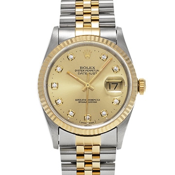 ロレックス デイトジャスト 16233G シャンパン/ダイヤモンド メンズ 時計 【中古】【wristwatch】