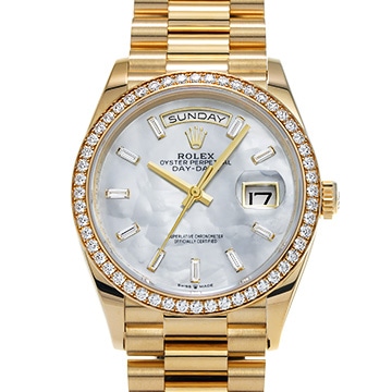 ロレックス デイデイト 36 128348RBR ホワイトシェル/ダイヤモンド メンズ 時計 【中古】【wristwatch】