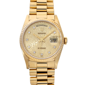 ロレックス デイデイト 18238G シャンパンコンピュータ/ダイヤモンド メンズ 時計 【中古】【wristwatch】