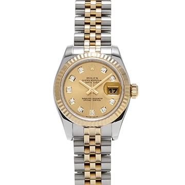 ロレックス デイトジャスト 179173G シャンパン/ダイヤモンド レディース 時計 【中古】【wristwatch】