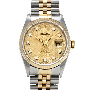 ロレックス デイトジャスト 16233G シャンパンコンピュータ/ダイヤモンド メンズ 時計 【中古】【wristwatch】