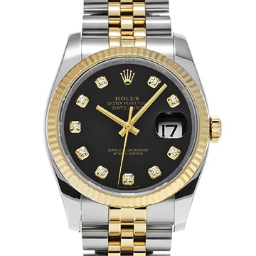 ロレックス デイトジャスト 116233G ブラック/ダイヤモンド メンズ 時計 【中古】【wristwatch】