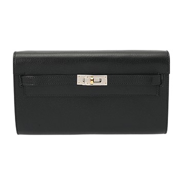 エルメス ケリーウォレット ロングトゥーゴー  ブラック シェーブルシャムキア ユニセックス 財布 【未使用】【purse】