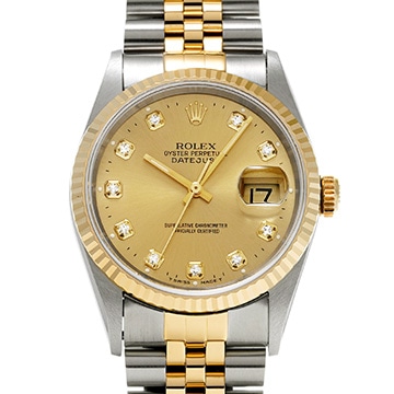 ロレックス デイトジャスト 16233G シャンパン/ダイヤモンド メンズ 時計 【中古】【wristwatch】