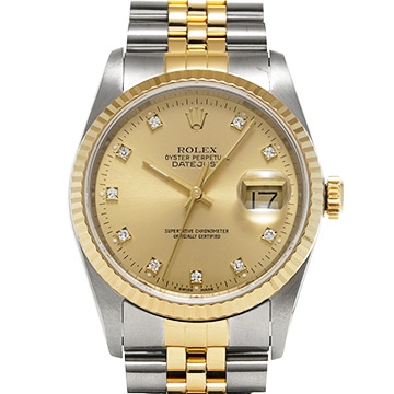 ロレックス デイトジャスト 16233G シャンパン/ダイヤモンド メンズ 時計 【中古】【wristwatch】