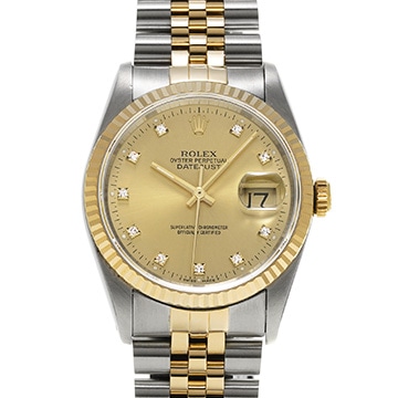 ロレックス デイトジャスト 16233G シャンパン/ダイヤモンド メンズ 時計 【中古】【wristwatch】