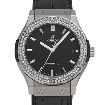 ウブロ クラシックフュージョン チタニウム ダイヤモンド 511.NX.1171.LR.1104 マットブラック メンズ 時計 【中古】【wristwatch】