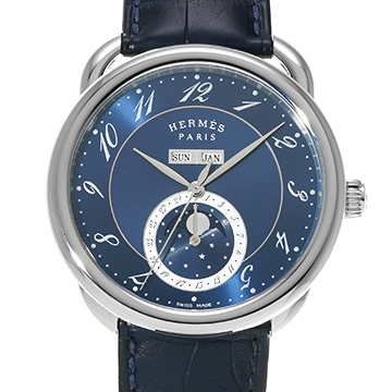 エルメス アルソー グランド リュンヌ W053222WW00 ブルー メンズ 時計 【新品】【wristwatch】