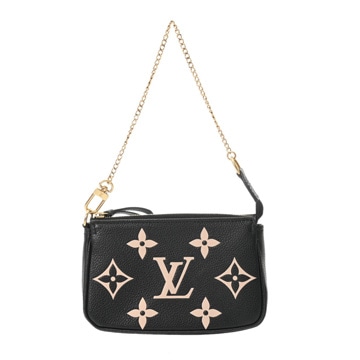 ルイ ヴィトン バイカラーモノグラムアンプラント ミニポシェット アクセソワール ブラック/ベージュ M80732 レザー レディース 【中古】【bag】