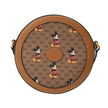 グッチ GUCCI×Disney ショルダーバッグ ベージュ/ブラウン 603938  ミニGGスプリームキャンバス/レザー レディース バッグ 【中古】【bag】
