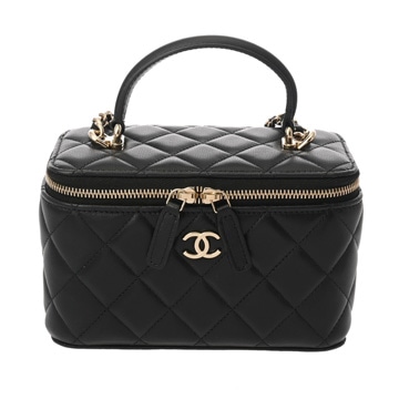 シャネル マトラッセ ヴァニティケース ブラック ラムスキン レディース バッグ 【中古】【bag】