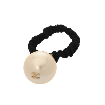 シャネル ヘアゴム ブラック/ホワイト フェイクパール レディース 【中古】【other】