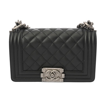 シャネル ボーイシャネル スモールハンドバッグ 20cm ブラック A67085 グレインドカーフスキン レディース バッグ 【中古】【bag】