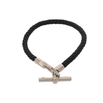 エルメス ブレスレット グレナン #T4 ブラック/シルバー金具 ヴォースイフト ユニセックス ジュエリー 【中古】【jewelry】