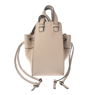 ロエベ ハンモック ドローストリングバッグ ミニ ライトオーツ 314.39.V07 リネンキャンバス/カーフ レディース バッグ 【中古】【bag】