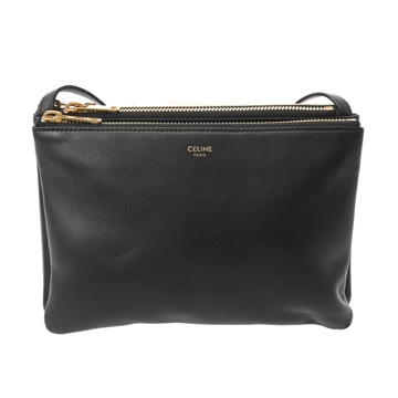 セリーヌ トリオ スモール ブラック レザー ユニセックス バッグ 【中古】【bag】