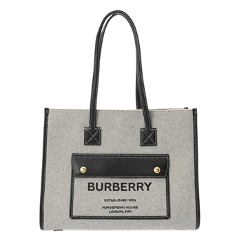 バーバリー ミディアム フレヤ トート ブラック 8044137 キャンバス/レザー レディース バッグ 【中古】【bag】