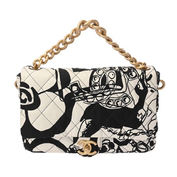 シャネル マトラッセ ミニフラップバッグ  ブラック/ホワイト AS3004 プリントファブリック レディース バッグ 【中古】【bag】