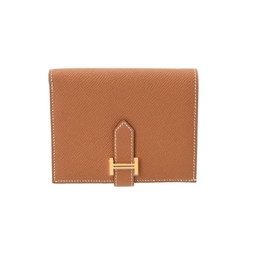 エルメス ベアン コンパクト ゴールド ヴォーエプソン ユニセックス 財布 【未使用】【purse】