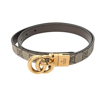 グッチ GGマーモント リバーシブル スリムベルト #80 ベージュ/エボニー/ブラック 659418 601254 レザー メンズ 【中古】【other】